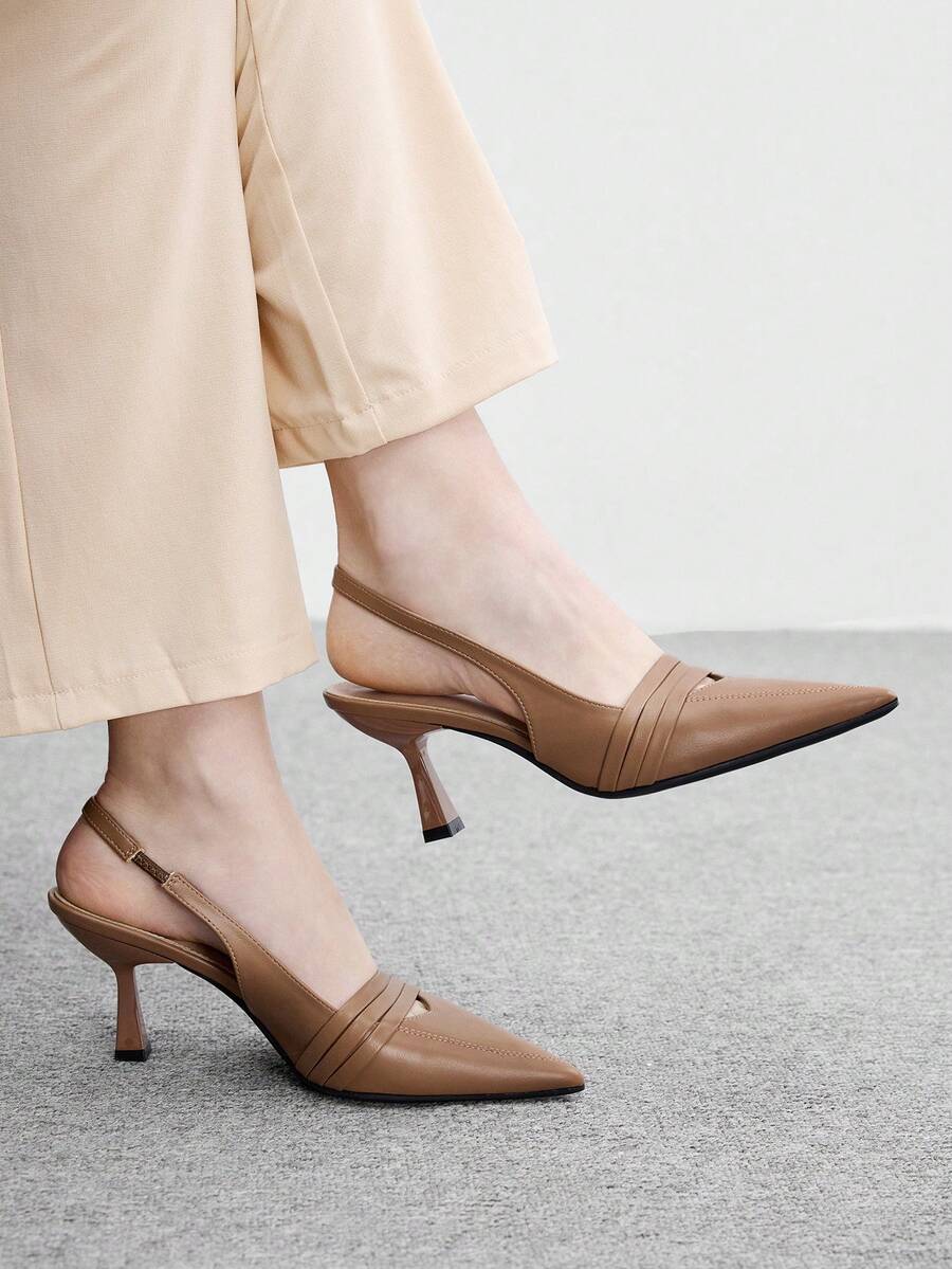 CUCCOO BIZCHIC Women's Pointed Toe Pumps, Versatile High Heels For Commuting And Daily Wear Fall Shoes - Mocha Brown - View 1