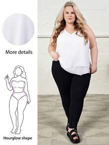 Hourglow Camisa básica de unicolor sin mangas para mujer de talla grande, para Body con forma de reloj de arena, blanco - Blanco - Ver 1