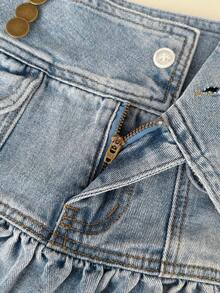 SHEIN Women's Ultra Low Waist Denim Mini Skirt - Blue - View 7