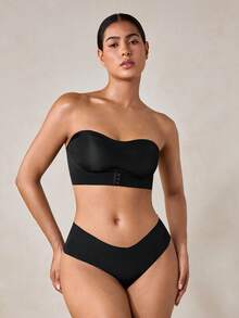 Veilyse Strapless Front Closure Wireless Minimizer Bra, Slip-Resistant & Chafe-Resistant, Thin Camisole Style Bra For Small Bust Women - Black - View 1
