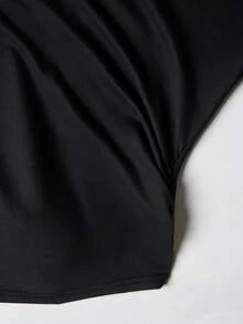 GlowEve CURVE 大尺碼無肩帶開衩下擺時尚春夏女款上衣 - 黑色 - 查看 4