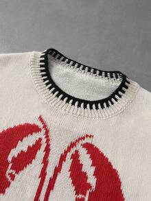 ROMWE MEN Street Life Men's Lobster Pattern Crew Neck Long Sleeve Casual Sweater - Multicolor - View 6