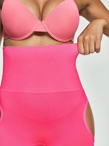 SHAPORA Women's Solid Color Minimalist Hollow Back Butt Workout Shaping Shorts Yoga Fitness - Watermelon Pink - View 6
