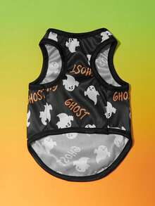 PETSIN 1pc Comfortable & Breathable Pet Dog Cat Halloween Ghost Print Vest - Multicolor - View 9