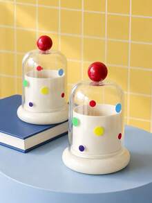 Joivida 1pc Dome-Covered Cylinder Storage Container With Multicolored Dots For Minimalist Office Desk Cubicle Featuring Captivating Visual Delight For Career Women And Teen Girls - View 5