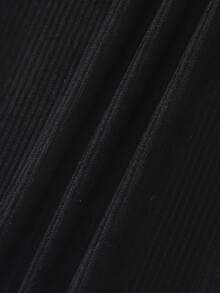 SHEIN 經典休閒長褲 春/秋款 雙層腰頭 簡約舒適 衛衣布料 適合居家、街頭、運動，可隨意搭配外套與上衣展現青春活力 - 黑色 - 查看 5