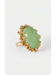 Noxbound Vintage Oval Cat's Eye Exaggerated Ring 18K Gold Plated Textured Resin Earrings Jewelry - Multicolor - View 19
