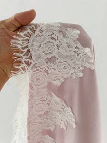 Sunnyshic Plus Size Summer Elegant Lace Patchwork Dress - Pink - View 8