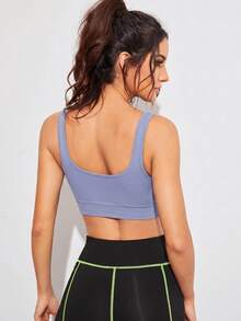 Easithlete Minimalist Solid Color Seamless Sports Bra - Mauve Purple - View 2