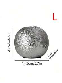 1 Pc Nordic Modern Minimalist Silver Plated Hammered Round Ball Ceramic Hydroponic Vase, Creative Desk Table Centerpiece Decor For Living Room TV Cabinet Office Home Display - 1PC - View 8
