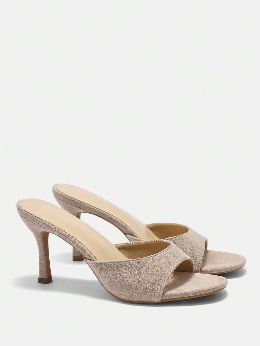 CUCCOO CURVES Wide Last Women's Apricot Classic Muller Comfortable Low Heel Sandals For Commuting, Dating, Parties, Vacations, Parties And Various Occasions. - Apricot velvet - View 1