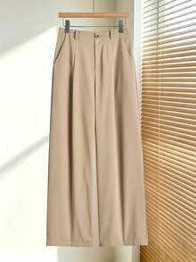 Rusticease Business Sports Elegant Women's Waist Tie Brown Striped Straight Leg Loose Casual Pants Winter Clothes Autumn Clothes Women's Country Pants - Khaki - View 4