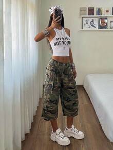 StreetHx Pantalon cargo en jean camouflage taille basse - Multicolore - Voir 3