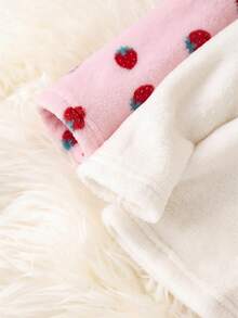 Ensemble de pyjama 4 pièces pour bébé fille, Saint-Valentin, motif cœur doux et mignon, imprimé nuage brodé, Top pull à col ras-du-cou à manches longues et pantalon de pyjama, flanelle douce et confortable, doublure thermique, doublure double face, respectueux de la peau - Multicolore - Voir 3