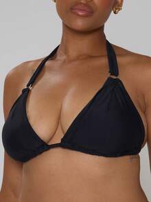 MUSERA Curve White Ruched Back Tie Bikini Top - Black - View 6