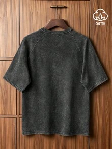 SUPERMAN X SHEIN TOKVUE Kaos Kasual Pria Musim Panas Motif Geometris, Liburan - Hitam - View 2