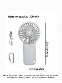 1PC Handheld Charging Fan - White Portable Mini Hand-Held Fan With USB Rechargeable Battery, 3 Speed Settings, Powerful Personal Desktop Fan For Back To School, Halloween Gift, Suitable For Women, Men, Home, Office, Outdoor Travel Summer Cooling - White - View 5