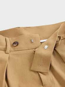 SWAVVY Men's Fashion Commuter Solid Color Curved Leg Pants - Khaki - View 5