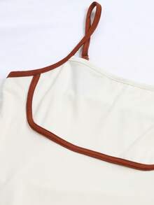 EMERY ROSE Body de punto elástico de color contrastante para mujer - Albaricoque - Ver 7