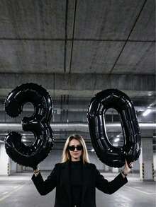 POKOJA LAND 1pc 40-Inch Simple Black Number Balloon, Birthday Party Decor Foil Number Balloon, Anniversary Decoration, Party Decor, Atmosphere Decor, Suitable For Birthday Decor, Party Supplies, Number Balloon, Applicable For Birthday, Wedding - multicolor - View 1