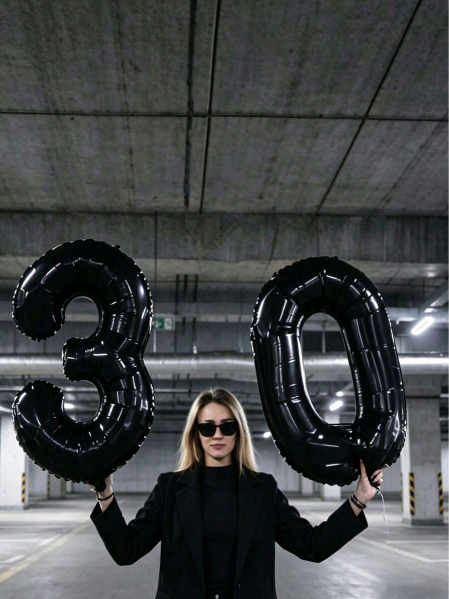 POKOJA LAND 1pc 40-Inch Simple Black Number Balloon, Birthday Party Decor Foil Number Balloon, Anniversary Decoration, Party Decor, Atmosphere Decor, Suitable For Birthday Decor, Party Supplies, Number Balloon, Applicable For Birthday, Wedding - multicolor - View 1