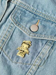Betty Boop x SHEIN 1PC New Creative Cartoon Pattern Brooch, IP Joint Design, Cute Personalized, Simple And Generous, Can Also Be Used As Bags, Wear Accessories, Suitable - Gold - View 2