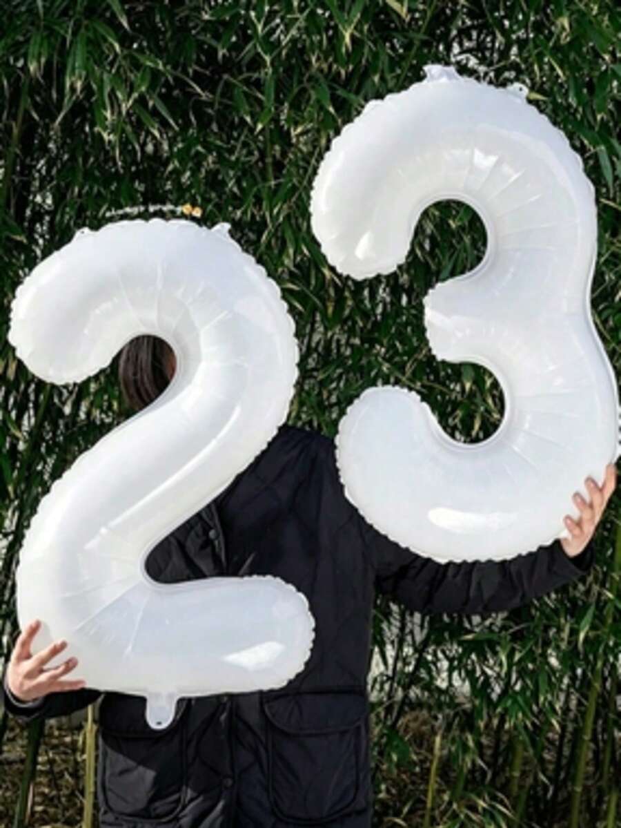 POKOJA LAND 32-Inch Large White Numbered Aluminium Foil Balloon, Birthday Celebration Party Decorations, Festival Dressing Props - multicolor - View 1