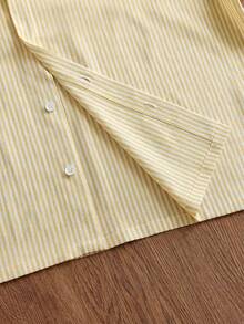 ESTAVOR Men's Striped Print Shirt - Yellow - View 7
