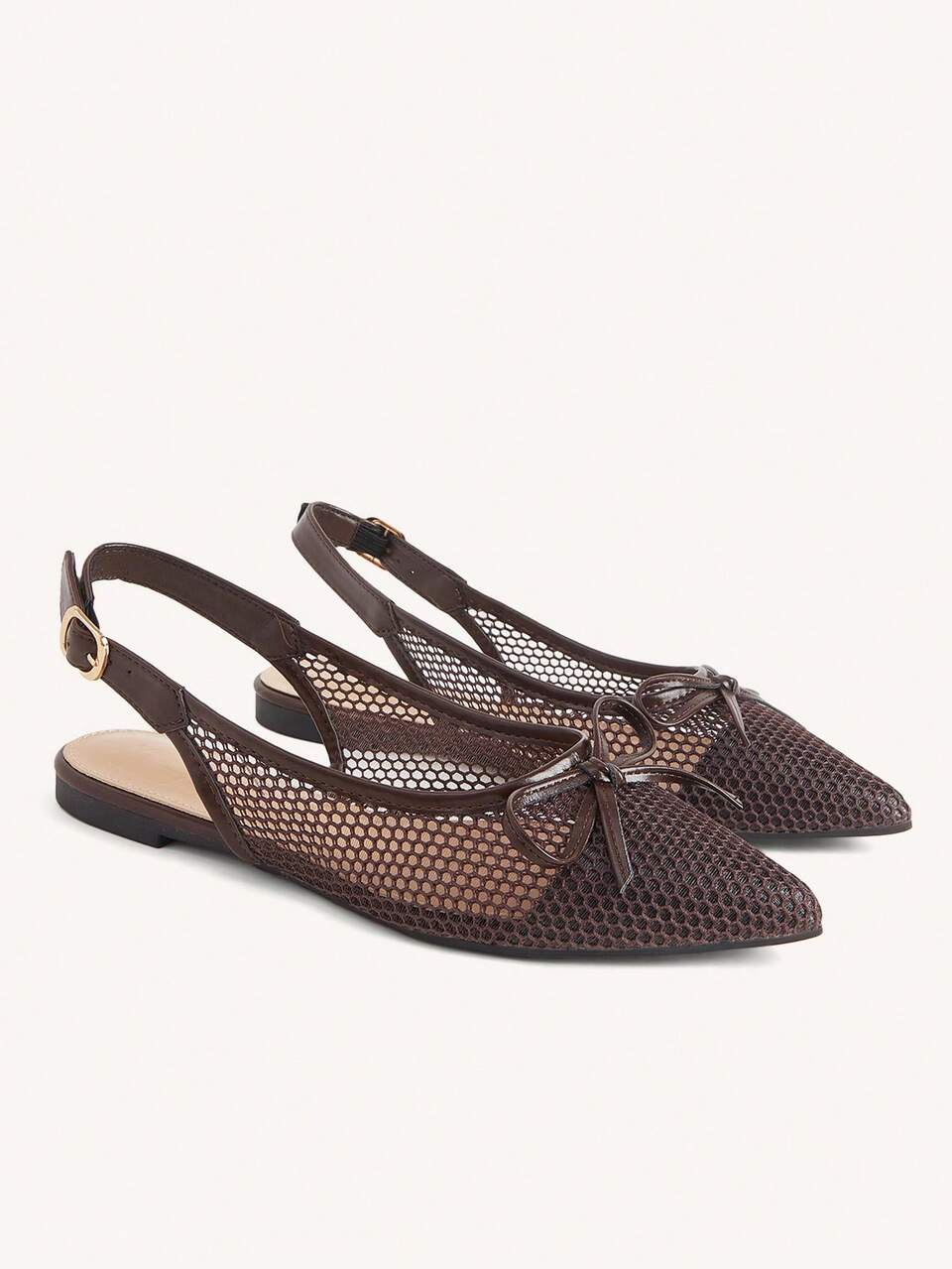 CUCCOO CHICEST Women's Shoes Summer Flat Bottom Pointed Slingback Shoes Mesh Bow Breathable Buckle Fashion Mules Shoes Casual Daily Wear