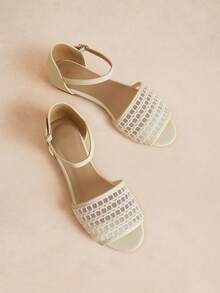 Rosivie Women's Gold Mesh Hollowed-Out Sandals, Open-Toed Flat-Soled Roman Shoes, Essential Beach Flats In Summer, Versatile For Commuting - Beige - View 2