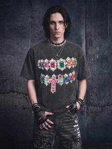 Vyqestra Men Round Neck Short Sleeve Printed Casual T-Shirt, For Friends - Black - View 5