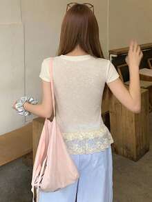 DAZY 春夏女款修身動物印花T恤 - 白色 - 查看 2