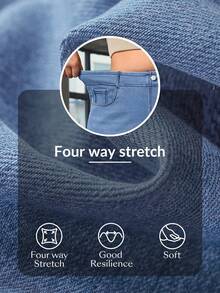 Flexra Plus Size Women's Casual Old Money Style Stretch Straight Leg Denim Shorts - Light Wash - View 7