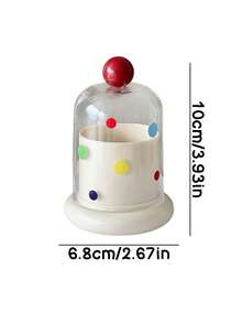 Joivida 1pc Dome-Covered Cylinder Storage Container With Multicolored Dots For Minimalist Office Desk Cubicle Featuring Captivating Visual Delight For Career Women And Teen Girls - View 3