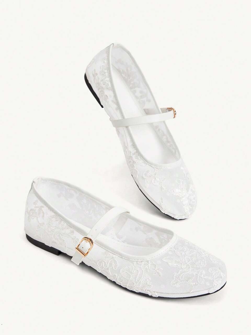 CUCCOO CHICEST New White Mesh Round Toe With Comfortable, Soft And Simple Commuter Women's Flat Shoes