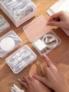 8pcs Multifunctional Cable Organizer Storage Box Set (1 Large Outer Box + 7 Small Inner Cases) Desktop Cord Management Winder Holder For Charging Cables Phone Chargers Home Office Desktop Organization - Multicolor - View 2