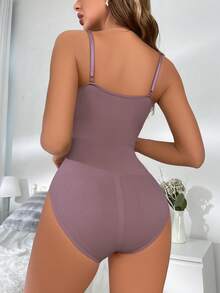 SHEIN Kamisol Kasual Warna Polos untuk Wanita, Cocok untuk Pemakaian Sehari-hari - Purple - View 2