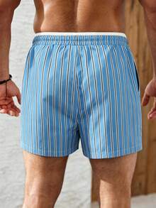 Palasendo Pantalones cortos de playa con rayas y cintura con cordón para hombres para vacaciones - Multicolor - Ver 2