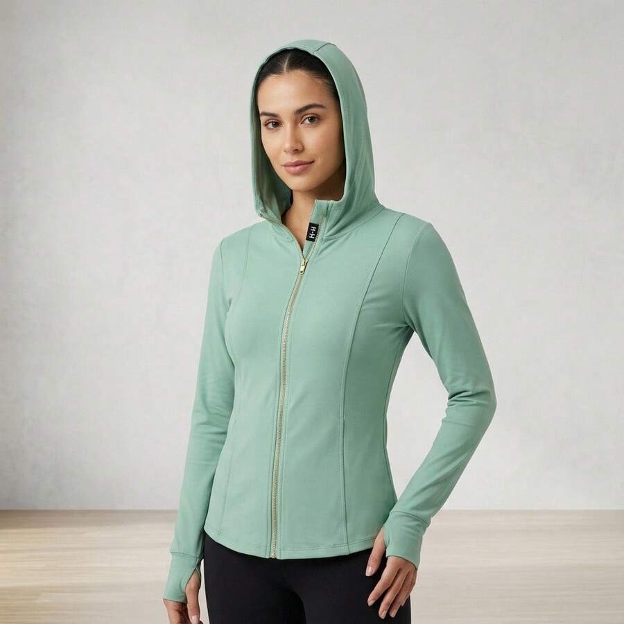 Sudadera Básica con Capucha y Cierre – Disponible en Varios Colores - Verde Pistache - Ver 1