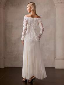 MOTF Soiréza SPRING/SUMMER WOMEN'S OFF SHOULDER EMBROIDERED TEXTURED PARTY SEMI-FORMAL DRESS - Apricot - View 4
