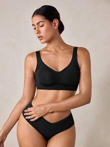 Veilyse 3 piezas Sujetadores cómodos y casuales minimalistas, de tela de punto elástica y transpirable, con estilo francés elegante y maduro para mujer, sin aros, relajados y versátiles, que no se deforman - Multicolor - Ver 7