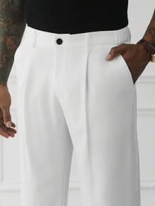 HUEFORM Men's Old Money Minimalist Mature Style White Straight  Fit Pants, .Wrinkle-Resistant Fabric, Easy To Care For-A Must-Have Item.Suitable For Everyday - White - View 3