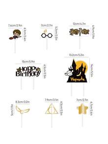 HARRY POTTER X SHEIN 12件組生日派對裝飾插飾，甜點杯子蛋糕裝飾插飾，蛋糕裝飾 - 彩色 - 查看 3