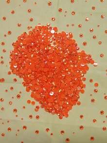 2000 piezas de 3-6mm Piedras de imitación de resina planas naranjas, gemas de gelatina redondas para hacer accesorios, zapatos, ropa, cosméticos, bolsos, decoración - Naranja - Ver 7