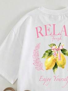 女童小女孩休閒簡約圖案短袖T恤與短褲兩件套，適合夏季度假，舒適休閒沙灘風可愛粉色短褲 - 彩色 - 查看 5