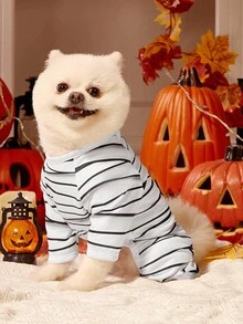 1pc Pet Cat Dog Universal Halloween Mummy Cosplay Knitted Elastic Comfortable Dog Jumpsuit Pajamas, PETSIN Original Design - Multicolor - View 7
