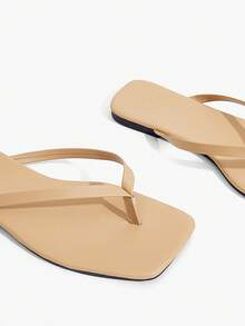 Grefit Chinelos básicos para mulher, simples e versáteis, com sola macia, sapatos de praia de dupla utilização para casa - Cáqui profundo - Ver 3