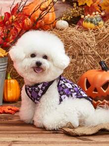 PETSIN 1pc Halloween Style Purple Argyle Skull Pattern Breathable Lightweight Vest - Multicolor - View 9