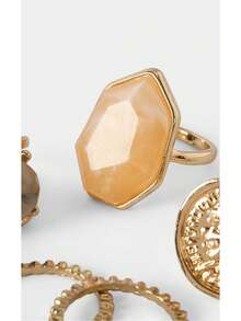 Noxbound Kombinasi Cincin Logam Antik Retro, Set Tumpuk Multi-Gaya, Aksesori Suasana Retro - MultiWarna - View 14