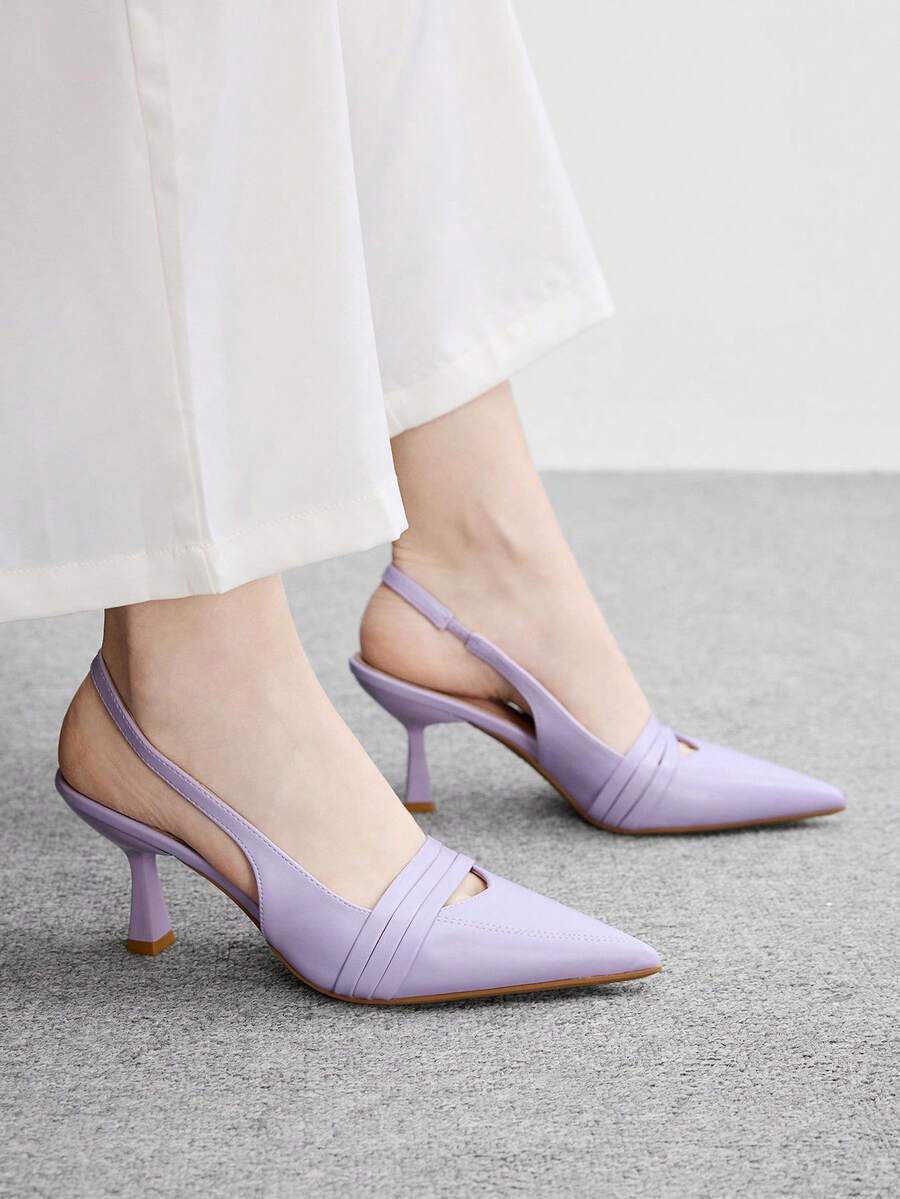 CUCCOO BIZCHIC Zapatos de tacón alto con punta fina para mujer, versátiles para ir al trabajo y uso diario - Morado claro - Ver 1